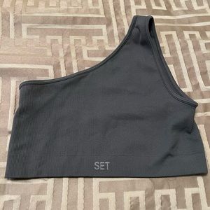 SET ACTIVE Sculptflex Ribbed One Shoulder Sports Bra Medium